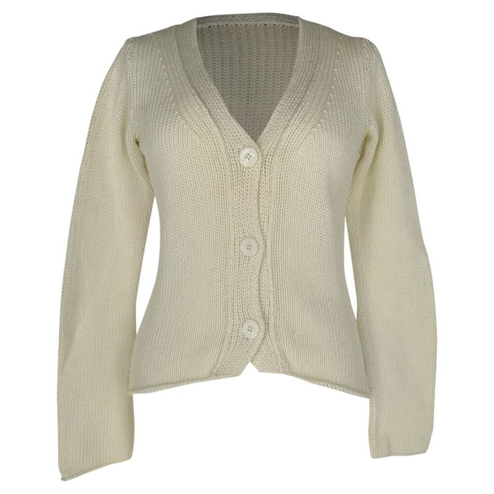 Jil Sander Button-Down Knitted Cardigan in White Wool